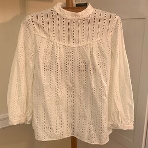 Banana Republic Eyelet Blouse Cream M